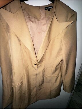 Fashion Nova Women’s Tan Blazer Dress - Single-Breasted Suit Jacket